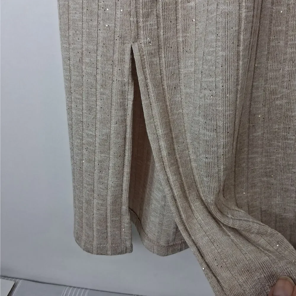 Lane Bryant Open Front Duster Cardigan Sweater Ribbed‎ Knit Women's 14/16 Beige